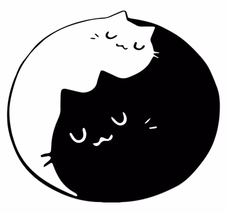 Animal mat yin yang cats design - TenStickers