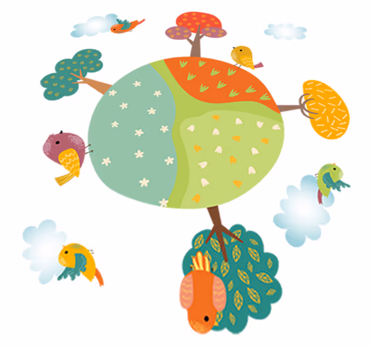 Animal mat spring white circle - TenStickers