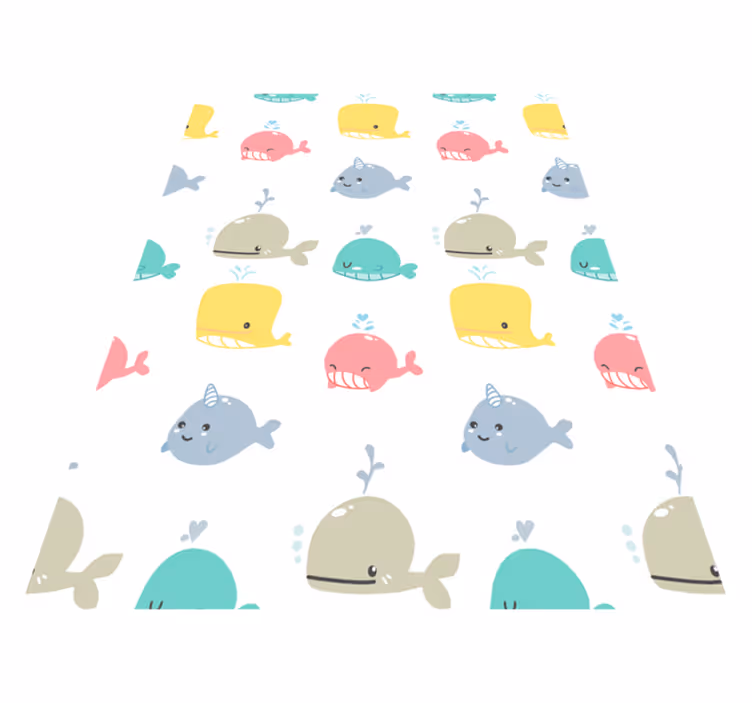 Animal mat for baby colorful whales - TenStickers