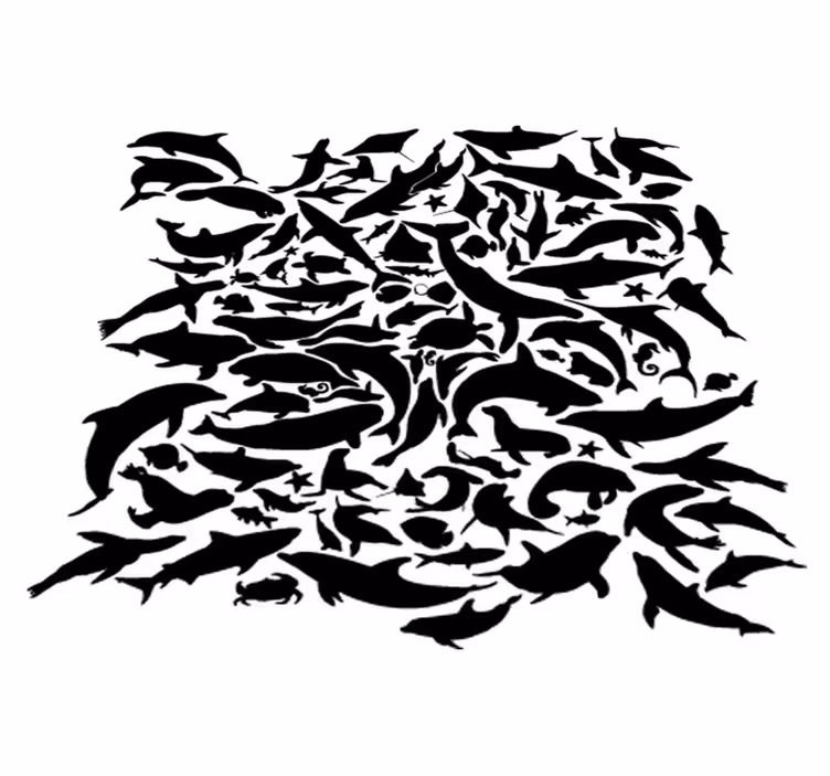 Marine black animals animal mat - TenStickers