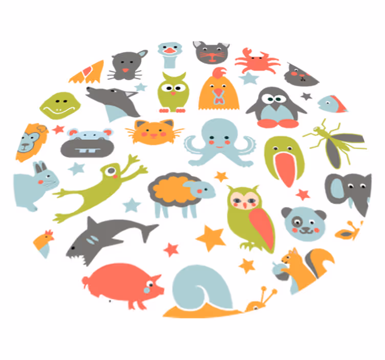 Animal mat with animals in a circle design - TenStickers