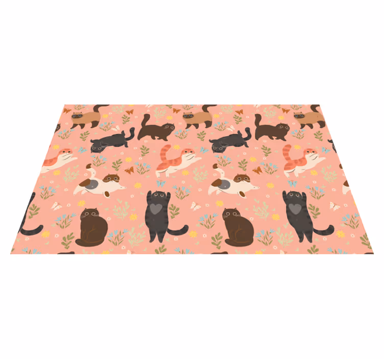 Animal mat with cats seamless pattern - TenStickers