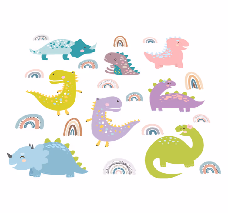Animal mat nordic dinosaurs and rainbows set - TenStickers