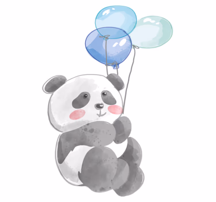 Animal mat featuring baby holding three balloons - TenStickers