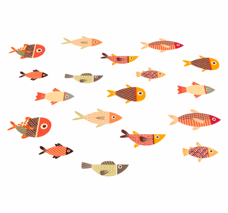 Round colourful fish animal mat - TenStickers