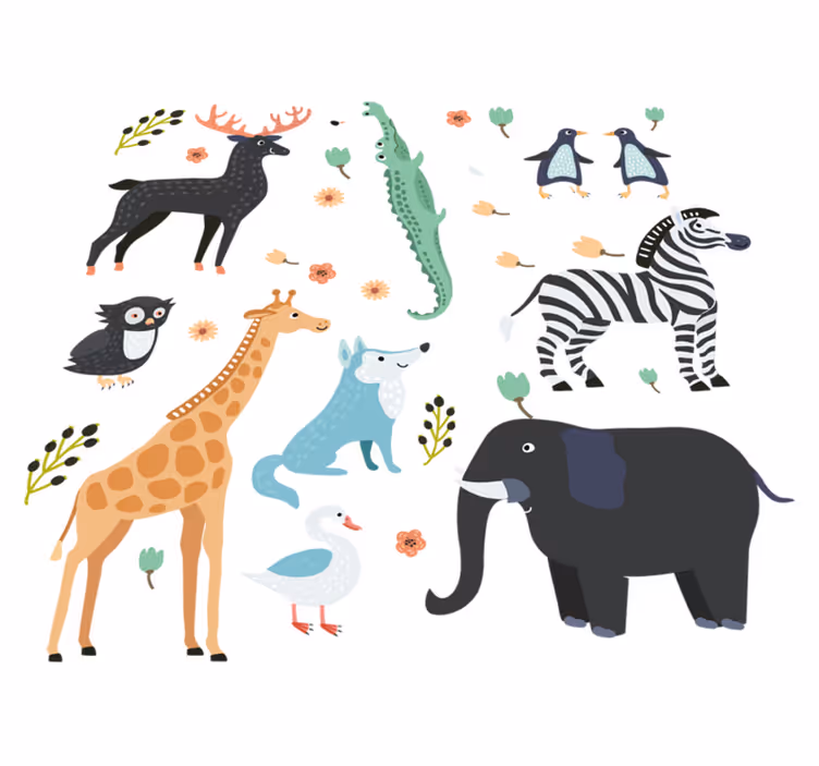 Animal mat for joyful creatures in a park - TenStickers