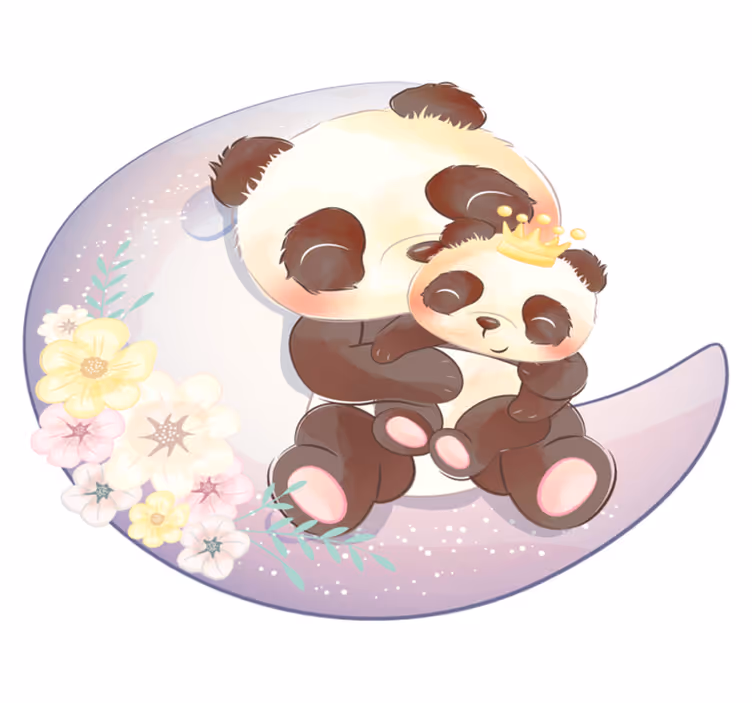 Animal mat two pandas on a moon - TenStickers