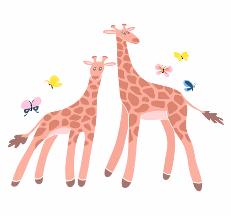 Animal mat parent and child butterfly giraffe - TenStickers
