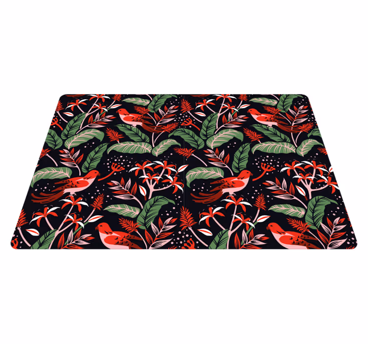 Animal mat with red and pink leaves pattern - TenStickers