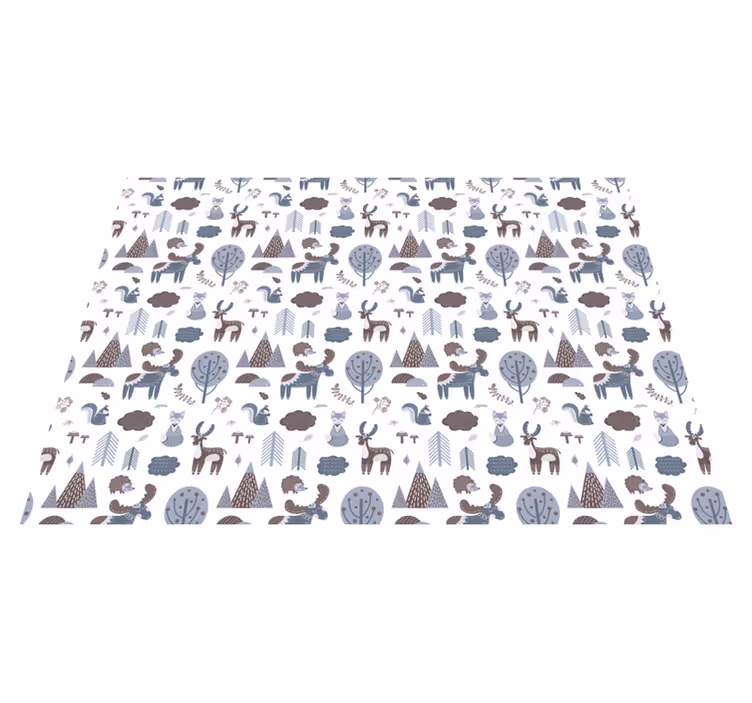 Animal mat with nordic grey animals design - TenStickers