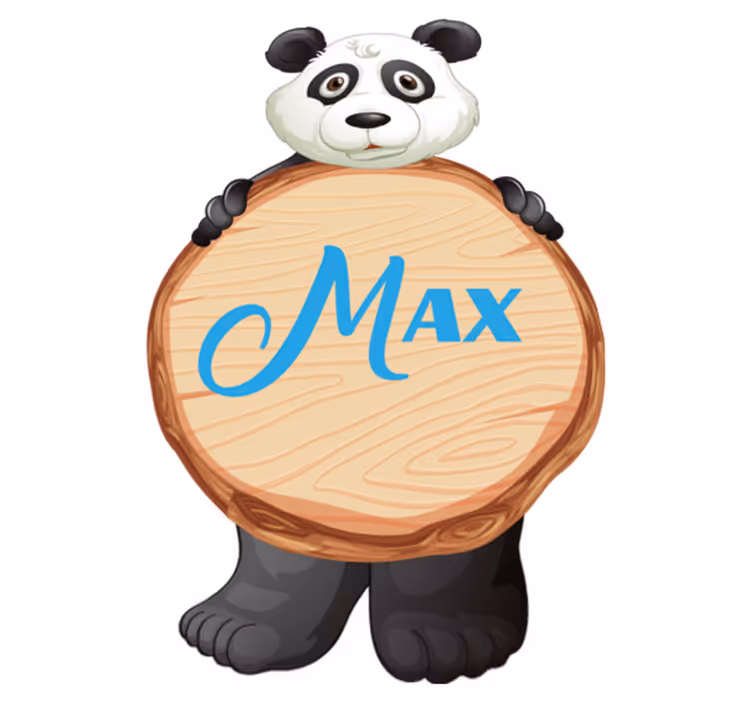 Panda with name animal mat - TenStickers