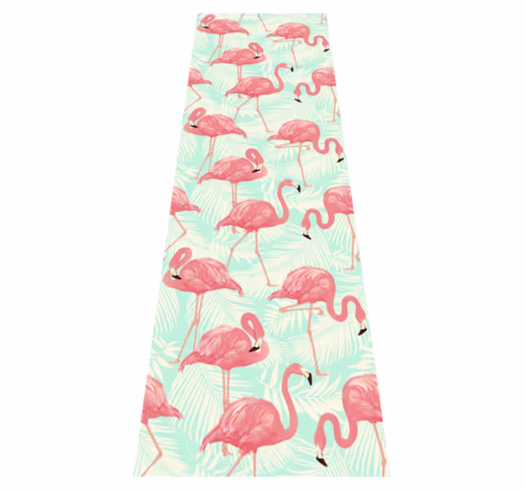 Animal mat with drawn pink flamingos - TenStickers