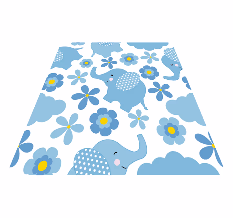 Animal mat blue baby elephants - TenStickers