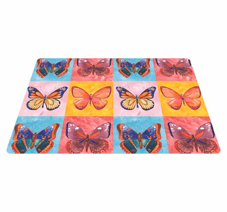 Animal mat with colorful butterflies design - TenStickers