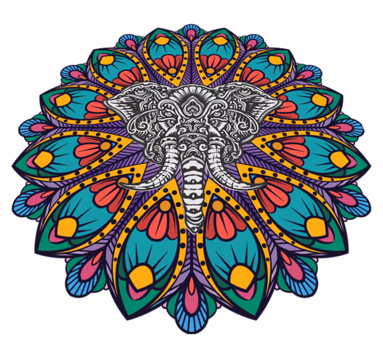 Colorful elephant mandala animal mat - TenStickers