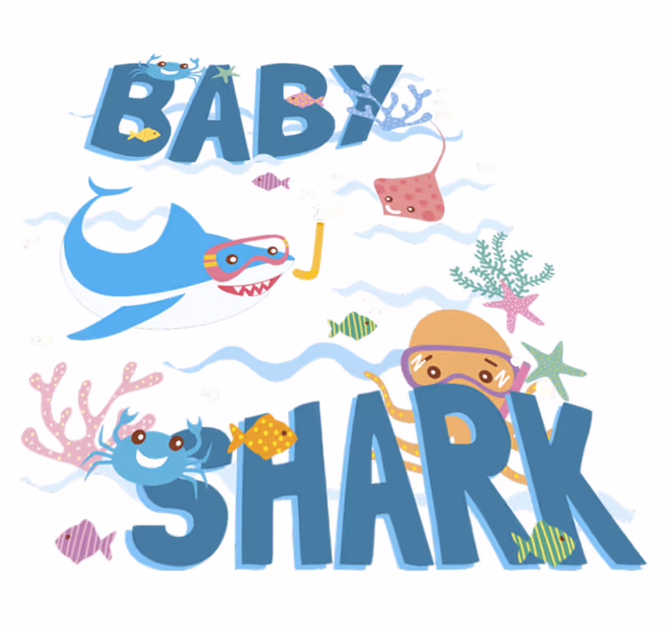 Baby blue shark animal mat - TenStickers