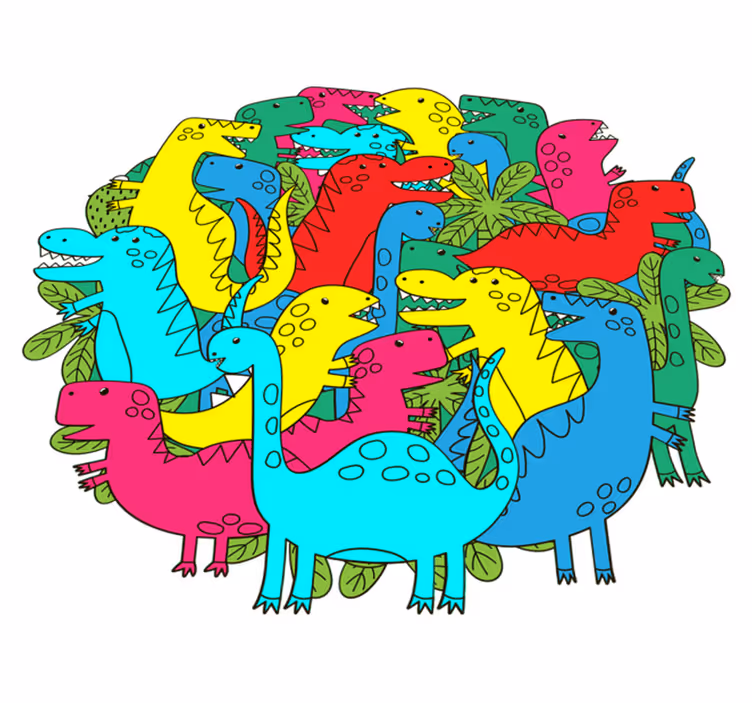 Animal mat round colorful dinosaur for kids - TenStickers