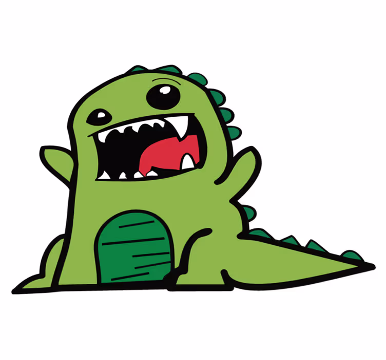 Animal mat green dinosaur doodle scary - TenStickers