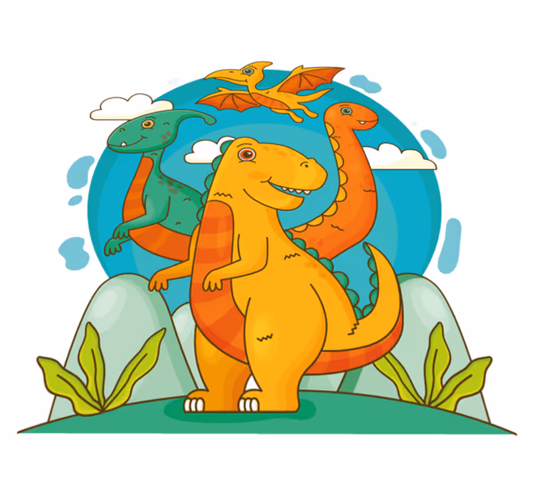 Animal mat with dinosaurs in the jungle - TenStickers