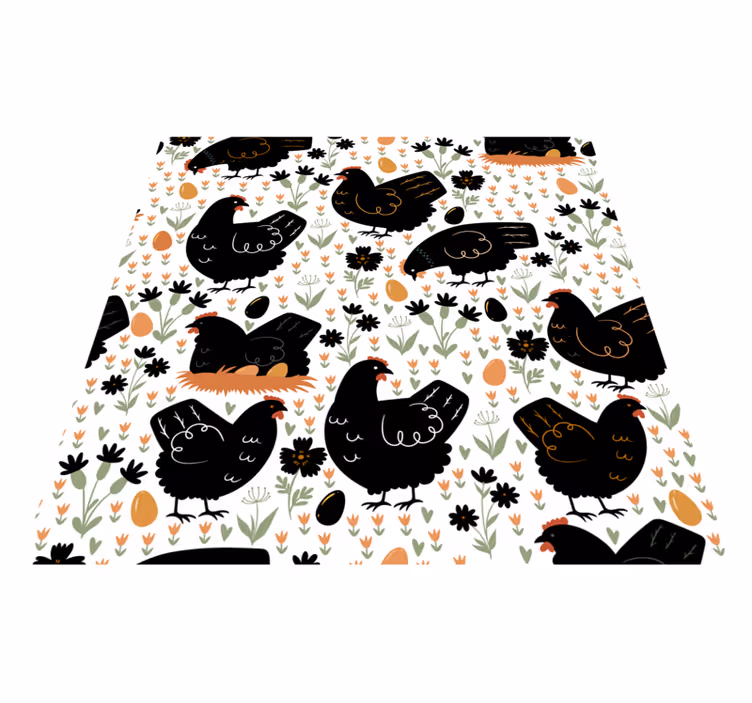Animal mat black and white chickens - TenStickers