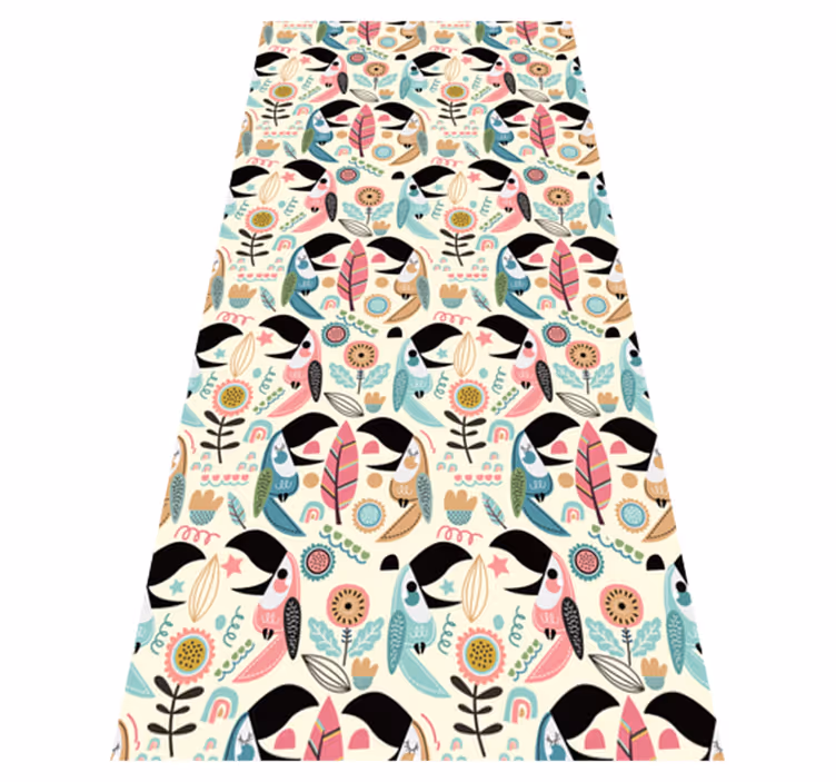 Animal mat in blue nordic pastel leaves - TenStickers