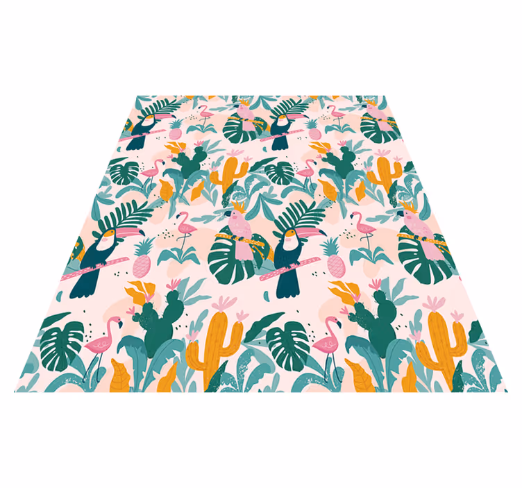 Tropical birds and leaves animal mat - TenStickers