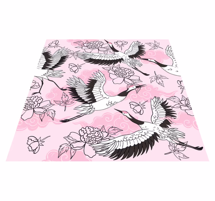 Animal mat wild birds modern pink pattern - TenStickers