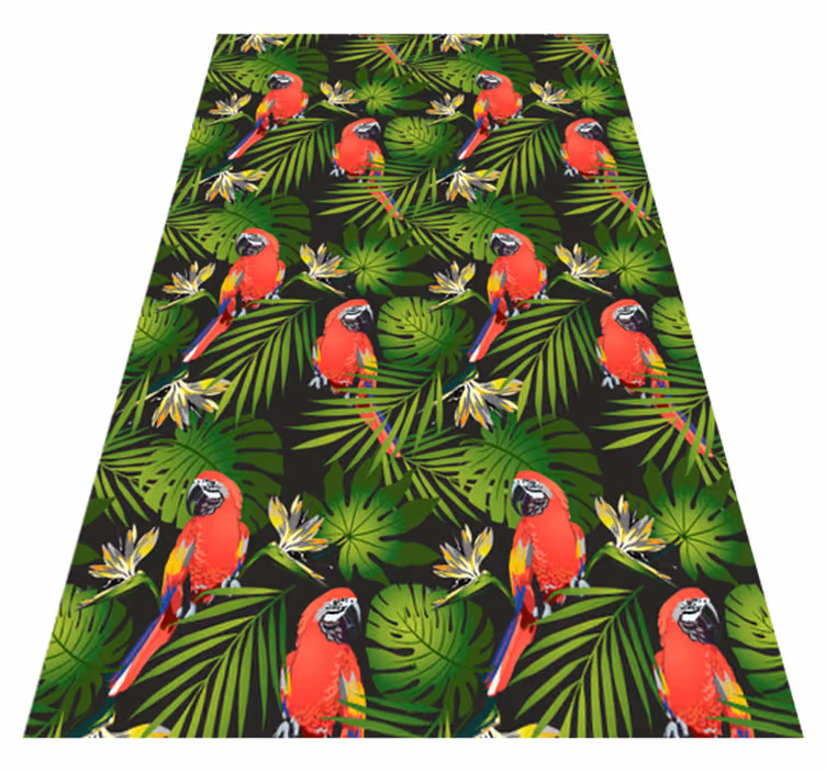 Animal mat with colorful parrots on gray background - TenStickers