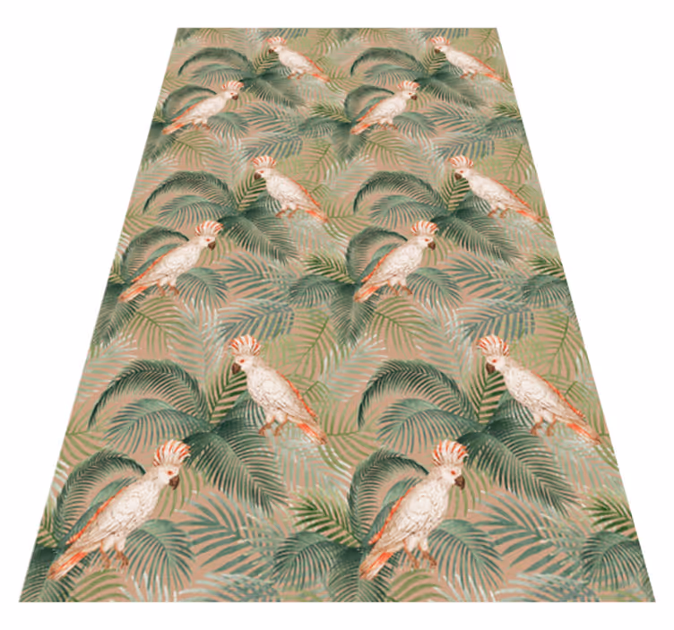 Animal mat with white parrots on beige palms - TenStickers