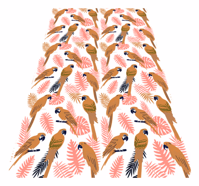Orange parrots with pink flowers animal mat - TenStickers