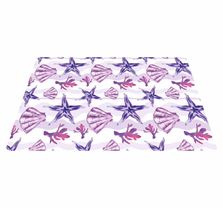 Purple seashell and starfish animal mat - TenStickers