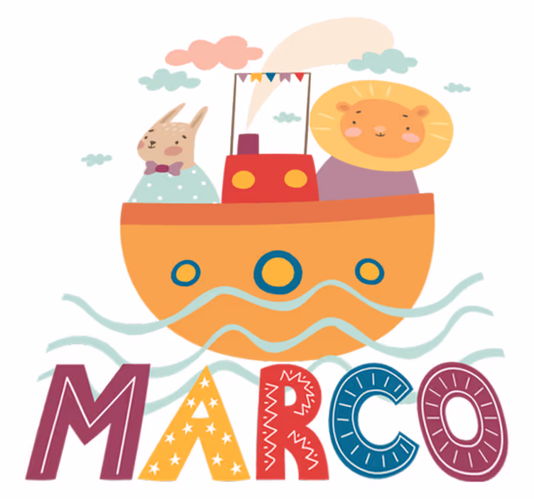 Animal mat with animals on a boat design - TenStickers