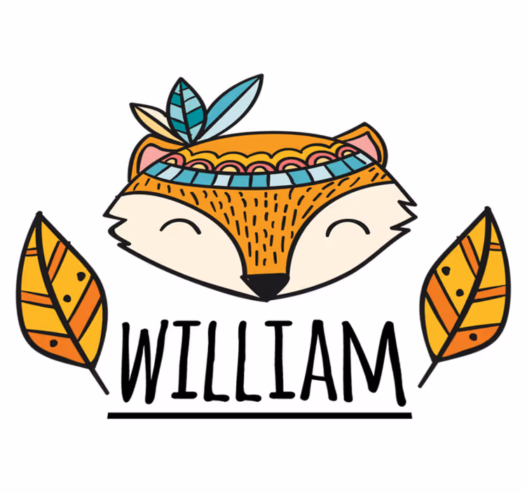 Personalized nordic fox with feathers animal mat - TenStickers