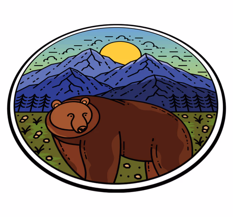 Animal mat mountain bear circle - TenStickers