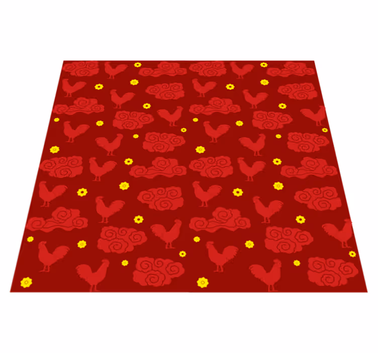 Animal mat with chinese style chickens pattern - TenStickers