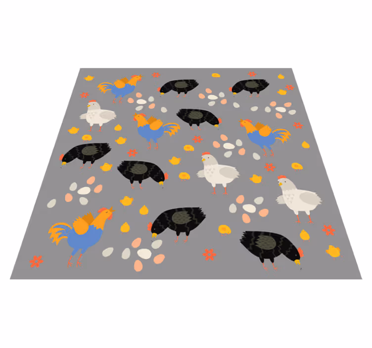 Animal mat with chickens in the pen design - TenStickers