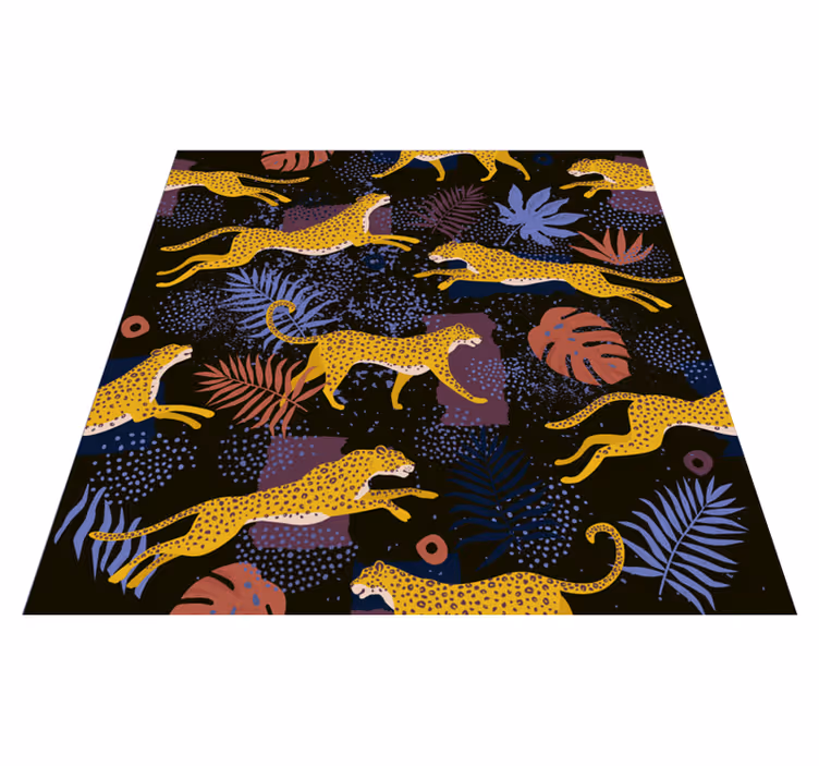 Animal mat tropical leaves leopards - TenStickers
