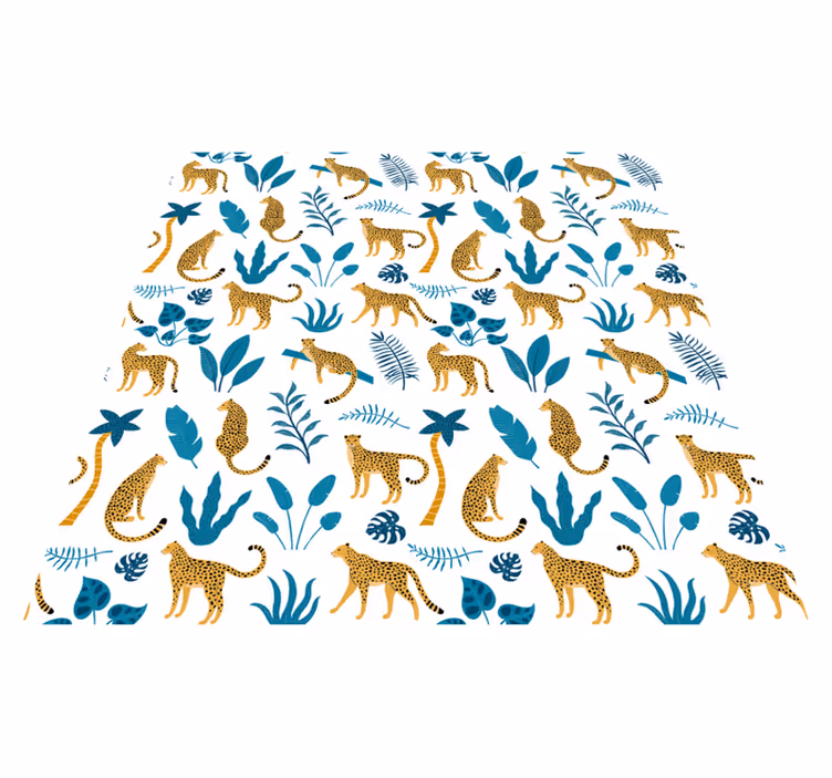 Animal mat with botanical and leopard design - TenStickers