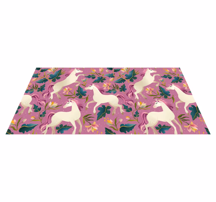 Animal mat with pink floral horse design - TenStickers