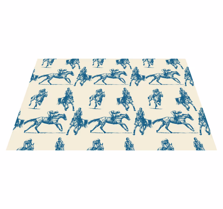 Animal mat blue and beige horse pattern - TenStickers
