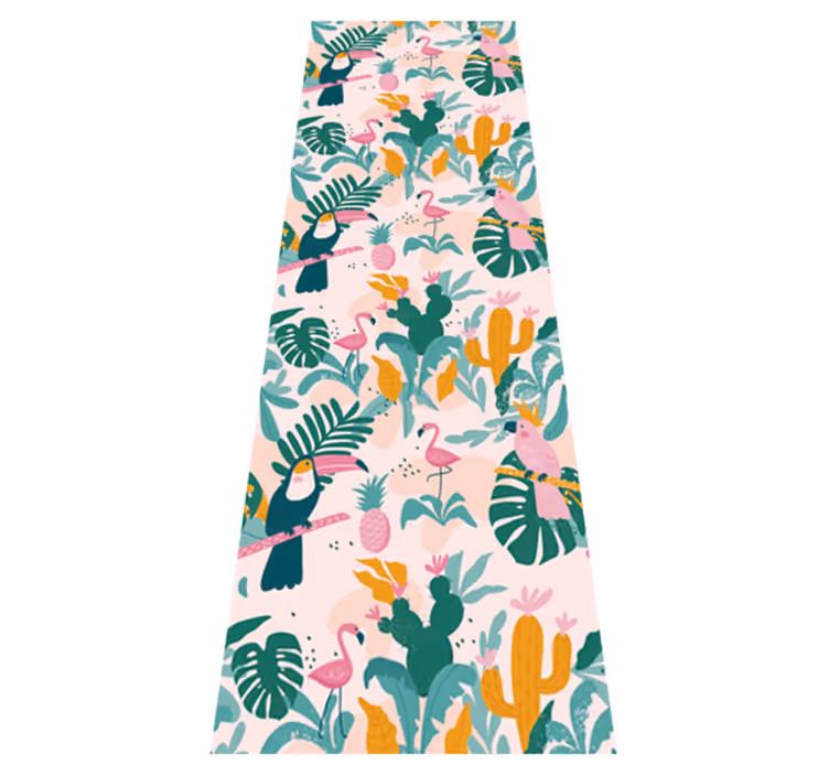 Animal mat with green birds on pink background - TenStickers