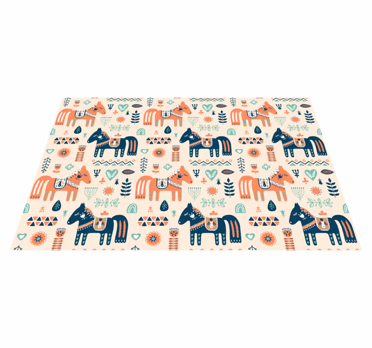 Animal mat with nordic leaves on beige background - TenStickers