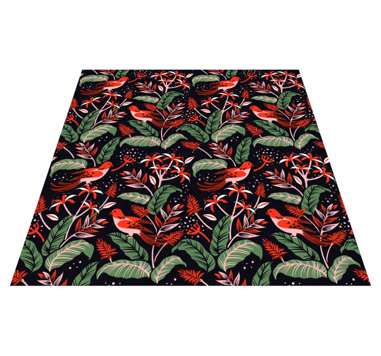 Animal mat with red and pink leaves pattern - TenStickers