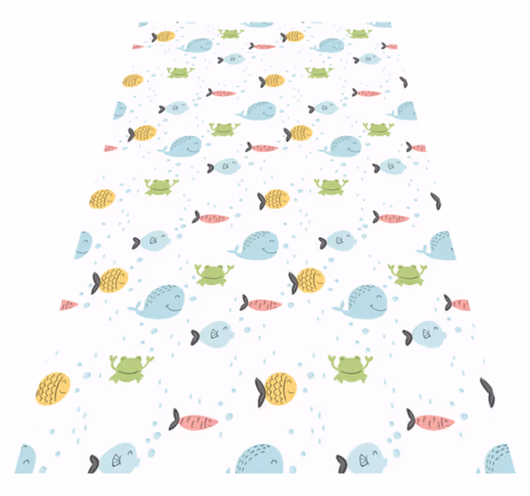 Animal mat with colorful fish on white background - TenStickers