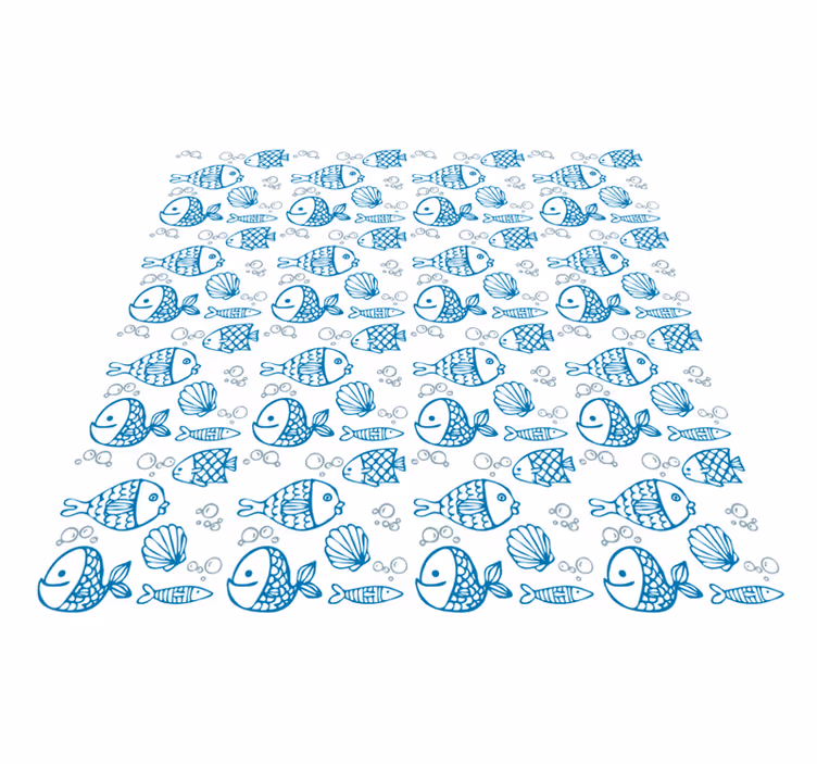 Animal mat drawn blue fishes - TenStickers