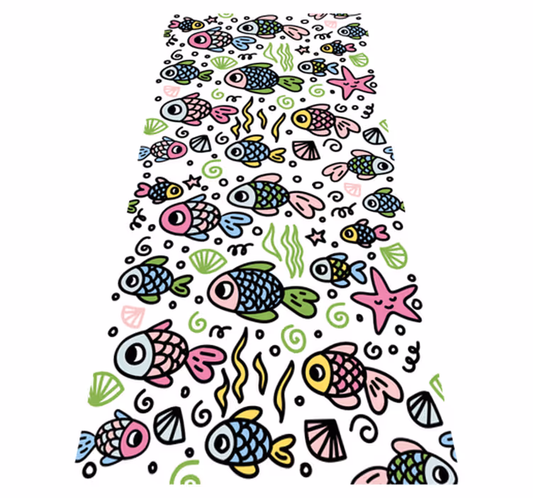 Animal mat with multicolor fish pattern - TenStickers