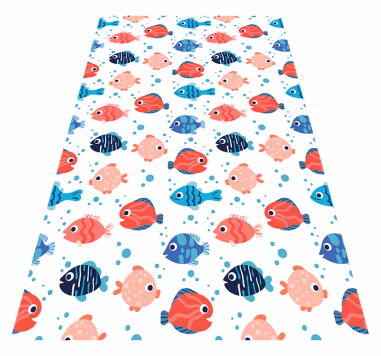 Animal mat with pink and blue fish design - TenStickers