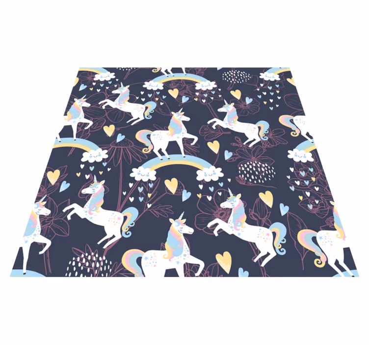 Animal mat with pink unicorn floral design - TenStickers