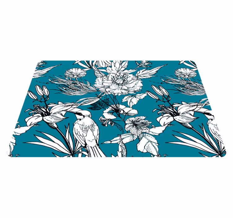 Animal mat with elegant white wild birds pattern - TenStickers