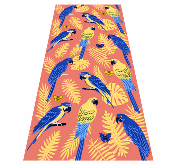 Animal mat with parrots and butterflies design - TenStickers